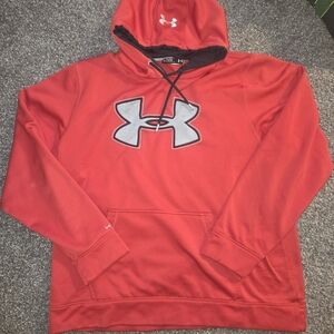 Under Armour Men’s Red Hoodie with Large Silver Logo